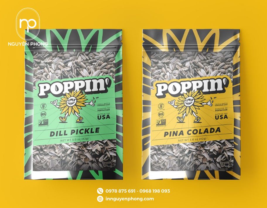 Mẫu tem nhãn hạt hướng dương họa tiết dễ thương